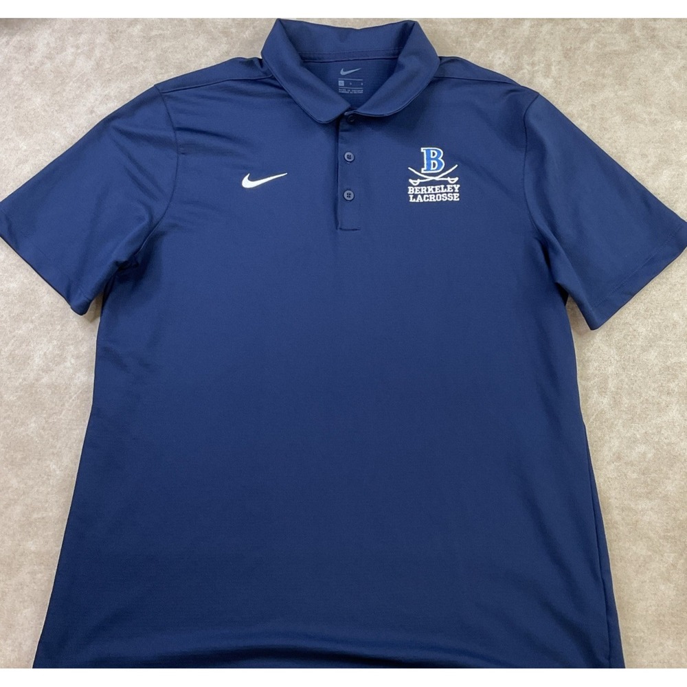 Nike Polo Shirt Berkeley Lacrosse Embroidered Logo Navy Short Sleeve Men‎ Sz L - Picture 5 of 6